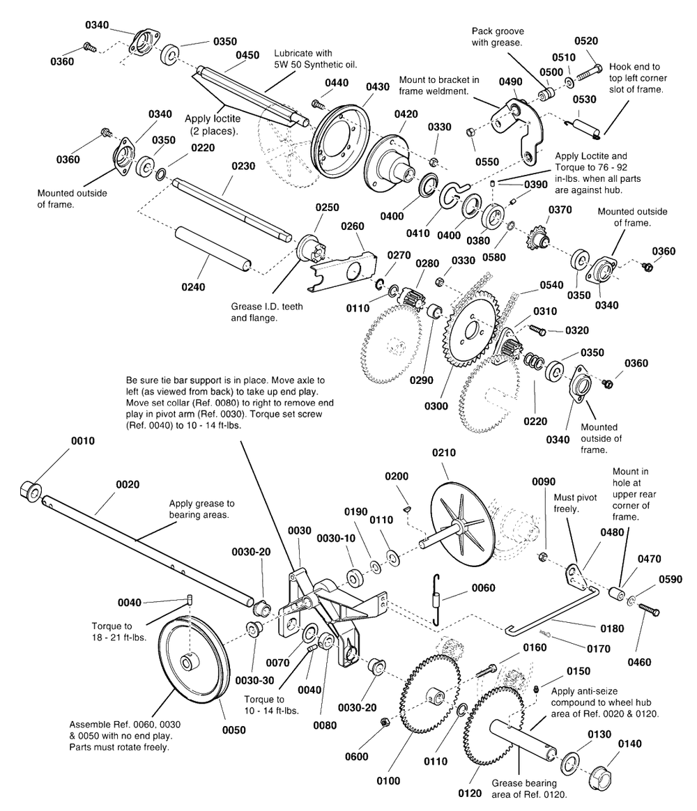 Traction Drive Group Diagram and Parts List for BP2138S (1696160-00)(2012) Briggs and Stratton Snow Blower